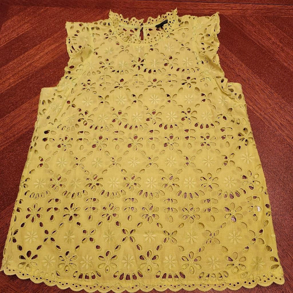 J. Crew Factory Tops - Women's J.CREW Yellow Eyelet Blouse S A1
